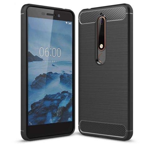 Cophone Schutzhülle für Nokia 6.1, rutschfest, Carbonfaser, Schwarz, für Nokia 6 2018, stoßfest
