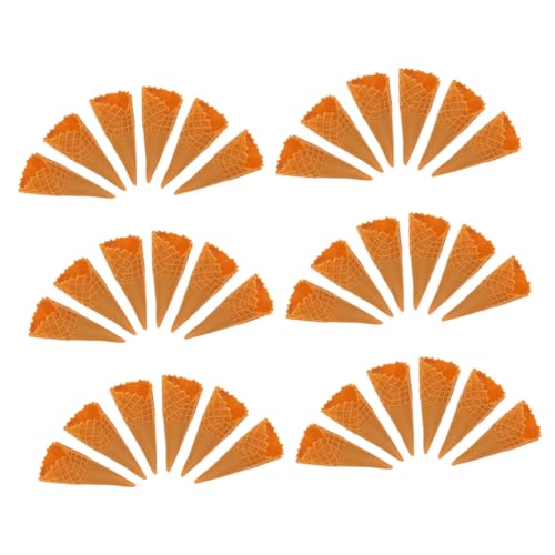 DECHOUS 40個ミニリアルアイスクリームコーン 脆皮甜筒托付き ドールハウス用リアルなミニチュアデザート おままごと遊び用かわいい食品模