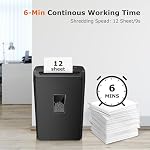 Bonsaii 12-Sheet Cross Cut Paper Shredder, 5.5 Gal Home Office Heavy Duty Shredder for Paper, Credit Card, Mail, Staples, with Transparent Window, High Security Level P-4 (C275-A) - Image 2