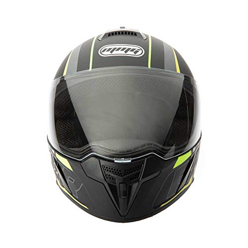 Motorcycle Full Face Helmet Dot Street Legal +2 Visors Comes With Clear Shield And Free Smoked Shield (Mgah21) (Matte Black Yellow, X-Large) #TOP3