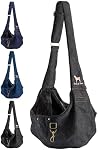 Noah & Paw Dog Sling Carrier for Small Dogs 3-10lb, Dog Sling for Small Dogs and Cats, Dog Carrier with Adjustable Padded Strap, Premium Denim, Lined with Fur, Double Safety Feature, Machine Washable