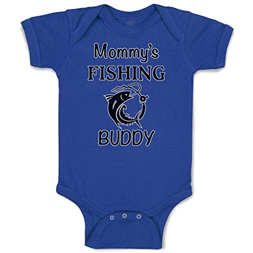 Cute Rascals Baby Bodysuit Mommy's Fishing Buddy Mom Mothers Boy & Girl Baby Clothes Funny Cotton Royal Blue Design Only 6 Months
