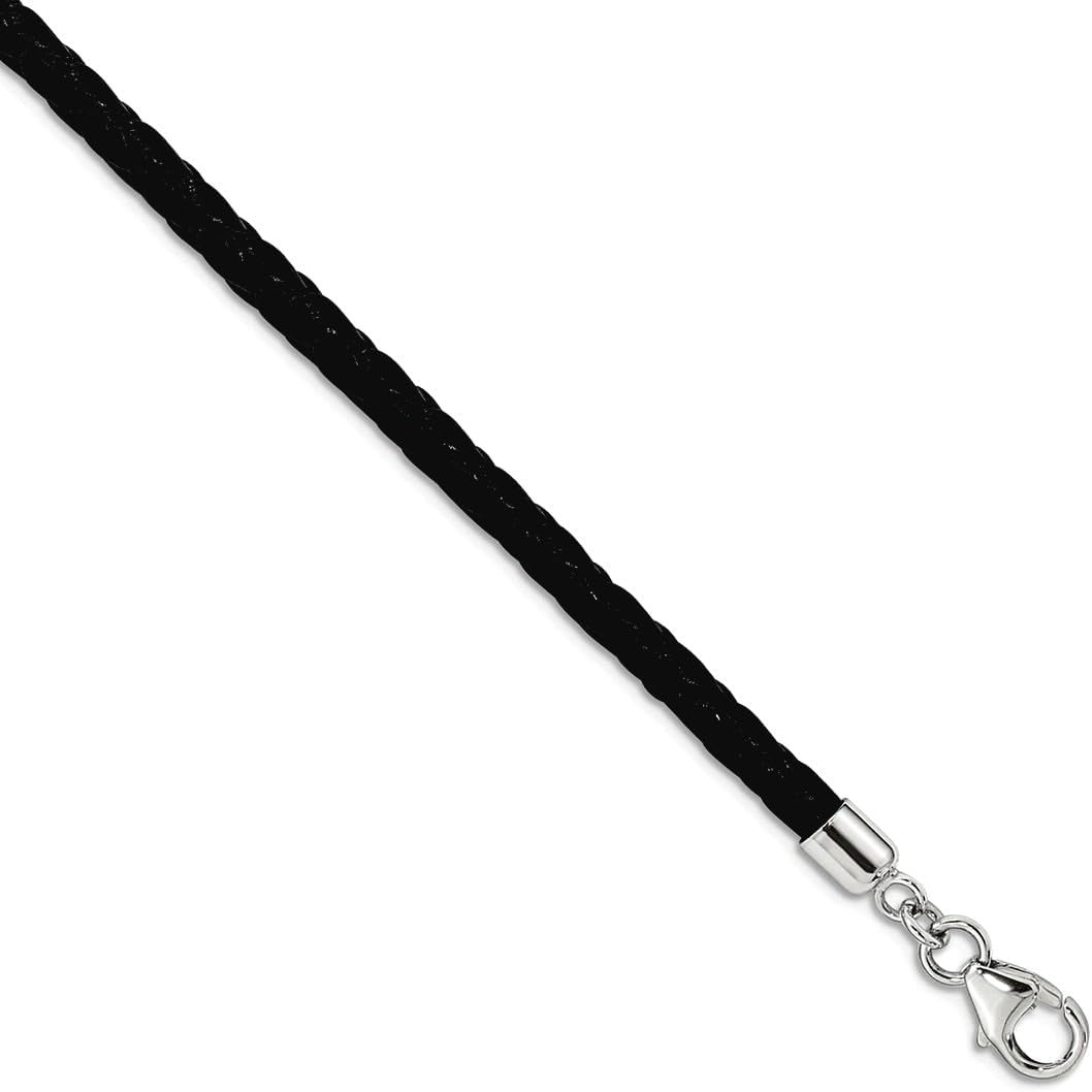 925 Sterling Silver Reflections Black Leather With 2in Ext Choker Wrap Bracelet Wrap Bracelet for Women