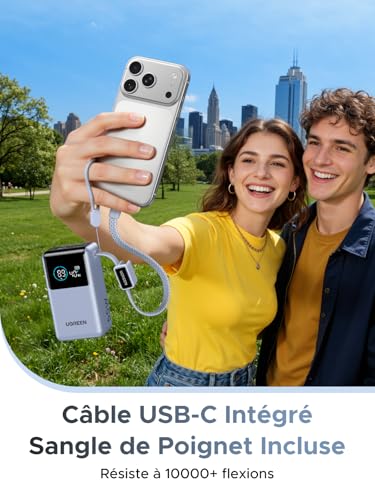 UGREEN Nexode 55W Batterie Externe 10000mAh Câble USB C Intégré Power Bank Portable Charge Rapide 2 Ports Affichage Numérique Compatible avec POCO F5 F4 GT X6 X5 Pro iPhone 17 16 15 Galaxy S25 S24 – Image 6