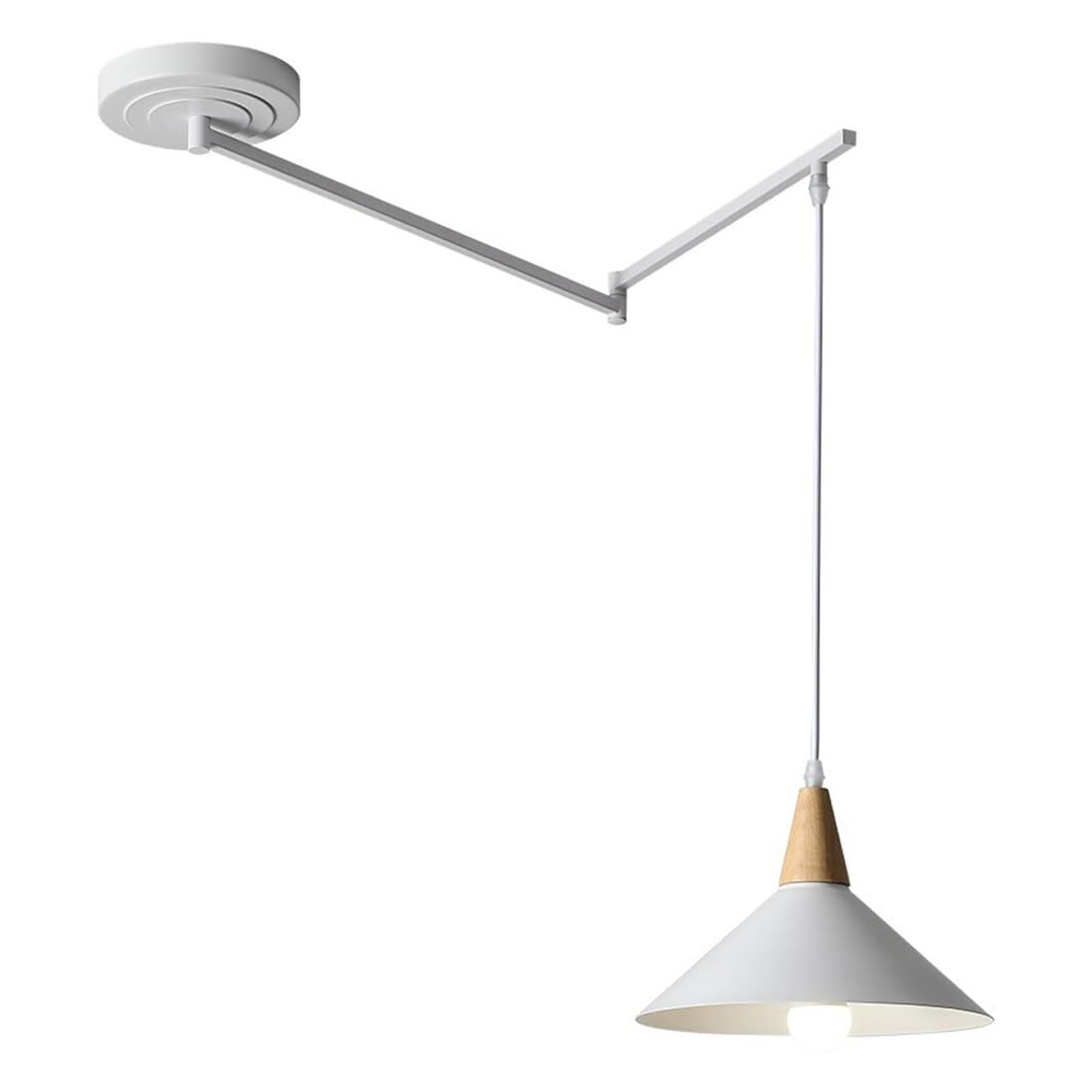 HELCEKOU Adjustable Hanging Light Fixtures Modern Swing Arm Pendant White Mid Century Vintage Ceiling Lamp Industrial Chandelier for Dining Room Kitchen Island(A)