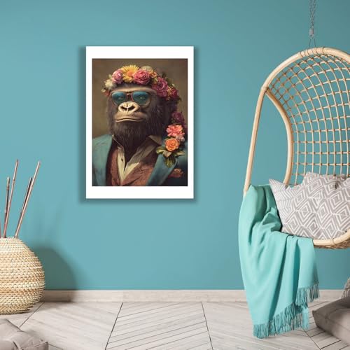 Gorille en costume singe pimpant impression d'art grand format mat - 6