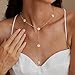 NECOCY Lariat Gold Necklaces for Women Dainty 14K Gold Plated Flower Pearl Long Chain Trendy Beaded Y-Shaped Pendant Necklace Fashion Stack Pearl Drop Choker Jewelry Gift Boho Wedding Bridesmaid Bridal