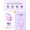 iClever BTH12 Kids Bluetooth Headphones,Colorful LED Lights,74/85dBA Safe Volume,85H Playtime,Bluetooth 5.2,Over Ear Headphones Built-in Mic for iPad/Tablet/Airplane,Blossom Pink