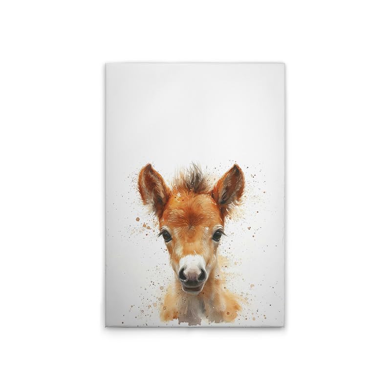 Toile poulain blanc marron pour eveiller l'imagination des petits
