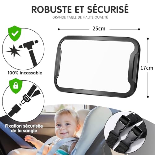 Miniatura 3 de Vinabo Espejo De Coche Para Bebé, A Prueba De Roturas, Espejo De Coche Ajustable A 360 , Asiento Trasero De Bebé, Adecuado Para Todo Tipo De Reposacabezas