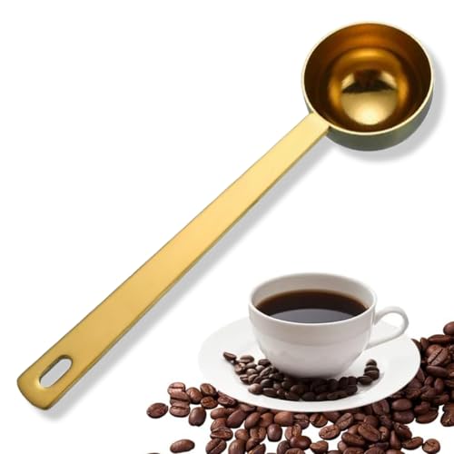 OUDQFCJ 1 Unidad Cuchara de Café de Acero Inoxidable, Cuchara Dosificadora, Cuchara Medidora para Café, Leche en Polvo, Polvo de Frutas (15 ml) (Color Dorado)