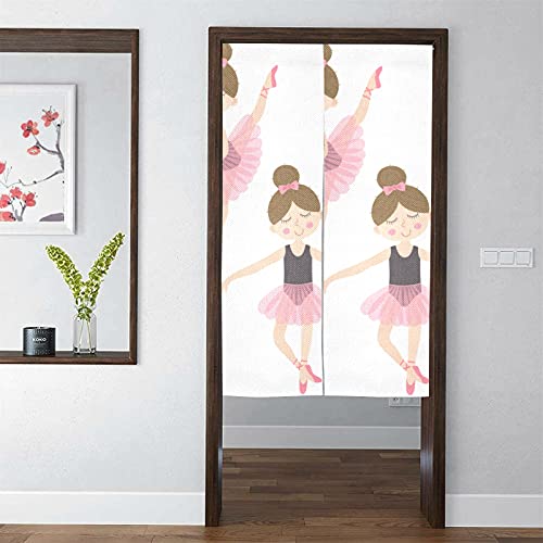 Doorway Curtains For Bedroom Cute Ballerina Pink Girl Doorway Tapestry Hanging Noren Japanese Curtain For Kitchen,Porch,Bedroom Door Decor,17"X 56" #TOP1