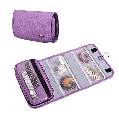 Preisvergleich Produktbild Teamoy Schmuckbeutel, Schmuck Organizer hängenderür Ringe Ohrringe Halskette,schmuck, Ketten, armreifen, halsketten und mehr schmuck(Kein Zubehör im Lieferumfang enthalten), Lila