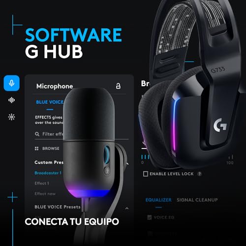 Auriculares G733 Lightspeed y Micrófono Yeti GX Logitech para Gaming y Streaming en PC 6