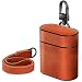 Compatible for AirPods Leather Case, UTOPER Genuine Leather Stand Cover for Apple AirPods 1 Case & New Airpods 2 Case Protective Shockproof with Buckle and Lanyard Support Wireless Charging (B-Khaki)