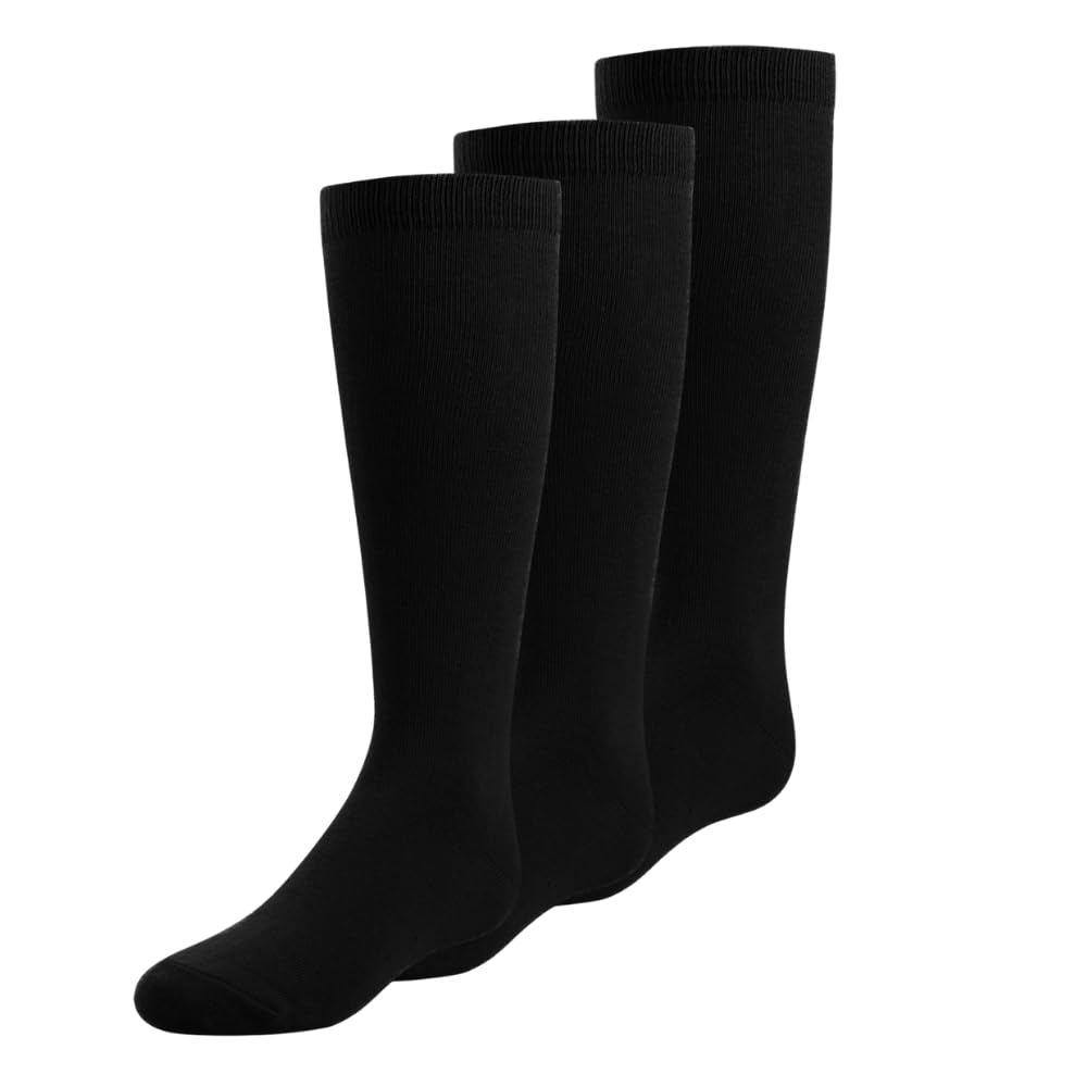 Kniestrümpfe für Mädchen, Premium-Baumwoll-Mischgewebe, perfekt für Schuluniformen und besondere Anlässe, verschiedene Farben (3er-Pack)