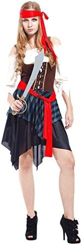 Amazon Clover 海賊 パイレーツ 衣装 ブラウス ベスト型ビスチェ 海賊スカート 頭 腰用リボンの豪華５点フルセット ハロウィン レディース コスチューム パイレーツ オブ カリビアン カリブ 戦う女の子 四葉堂オリジナル コスプレ 仮装 通販