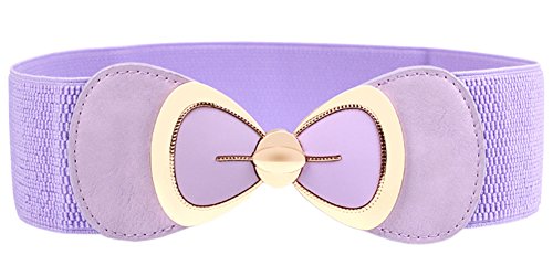 Women's Cute Bowknot Stretch Wide Belt Ladies Dress Decorative Waistbelts3