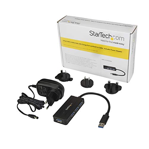 Startech.com 4 Port Usb 3.0 Hub Superspeed 5Gbps With Fast Charge Portable Usb 3.1 Gen 1 Type-A Laptop/Desktop Hub - Usb Bus Power Or Self Powered For High Performance Mini/Compact (St4300Mini), Black #TOP2