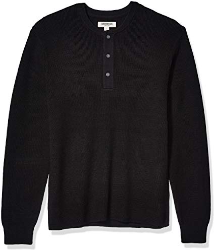 Amazon Brand - Goodthreads Men's Soft Cotton Henley Sweater, Solid Black X-Large