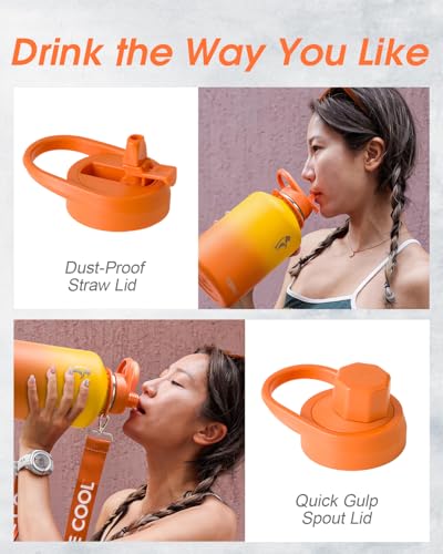 Image of Coolflask Half Gallon Water Bottle Insulated Stainless Steel with Strap