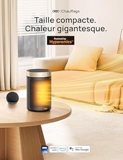 Dreo Chauffage d'appoint, chauffage electrique soufflant economique avec thermostat, minuterie 1-12H, mode éco, chauffage céramique PTC rapide de 1500 W en toute sécurité, Chauffage 316S
