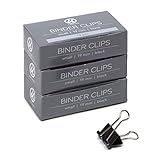 U Brands Binder Clips, Small 3/4-Inch Width, 1/3-Inch Paper Holding Capacity, Black and Silver Steel, 36-Count