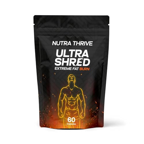 Ultra Shred Thermogenic Fat Burners for Men & Women - 60 Vegan Capsules with L-Carnitine, Caffeine, Biotin, Green Tea & B Vitamins - Clean Energy Boost, Focus, Metabolism -Gym Supplements