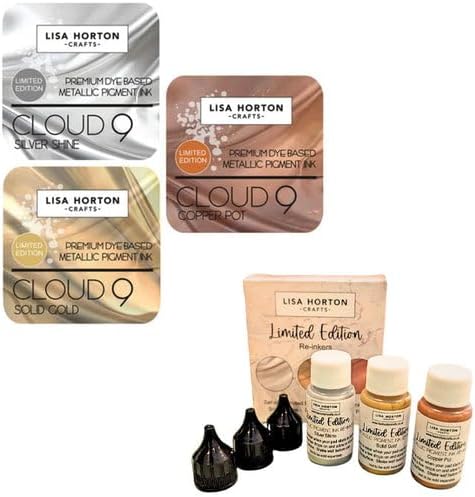Lisa Horton Crafts 6pc Metallic Limited Edition - 3 Ink Pads + 3 Reinders
