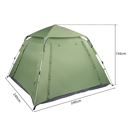 Carpa de Camping para Cuatro Personas Verde 240x240x150 cm miniatura 4