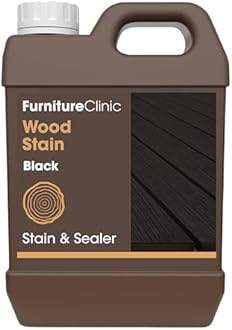 Furniture Clinic Wood Stain | Water Based | Fast Drying, Low Odor, & Non-Toxic | Multiple Finishes | for Indoor & Outdoor Furniture and More | Black (85 Fl Oz / 2500ml)