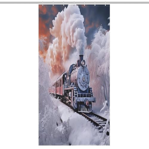 Train à vapeur rideau de douche 92x183 cm en polyester imperméable avec 12 crochets