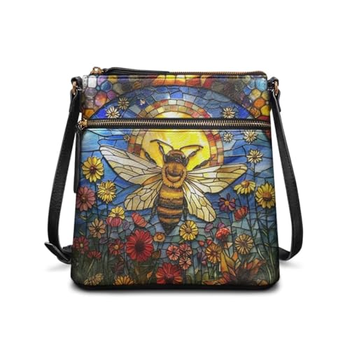 Image of Leather Women Crossbody Hobo Bag Satchel Purse Handbag with Adjustable Shoulder Strap and Zipper Pockets