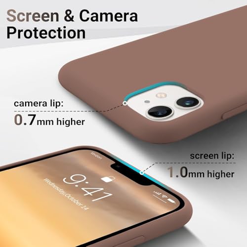 Image of VONZEE Microfiber Candy Case Compatible for iPhone 11 6.1 inch, Shockproof Slim Back Cover Liquid Silicone Case (Brown)