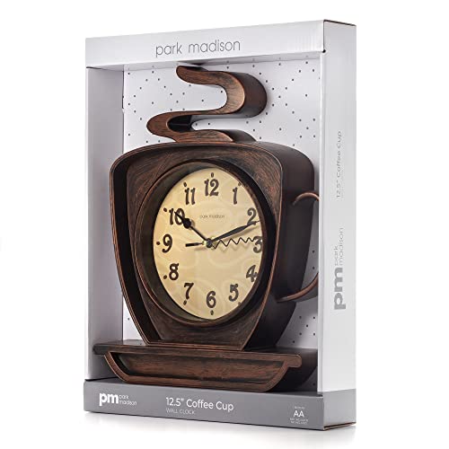 Park Madison Coffee Cappuccino Cup 12.5 Inch Quality Quartz Battery Operated 3-D Easy To Read Home/Office/Kitchen/Classroom/School Clock Classic Movement #TOP1