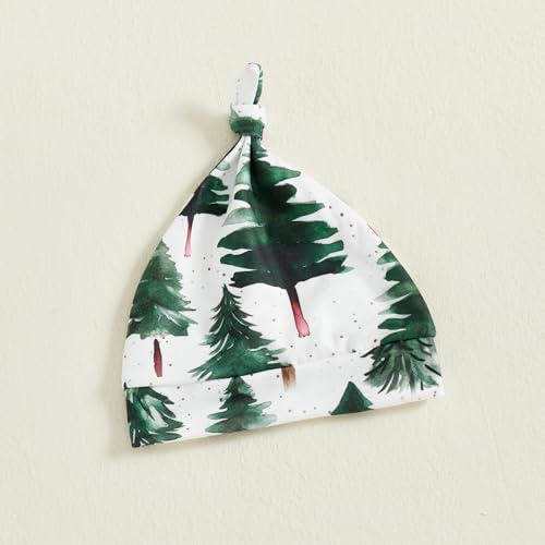 Newborn Baby Boy Outfit First Christmas Tree Print Long Sleeve Romper Jumpsuit and Pants Hat 3Pcs Clothes3