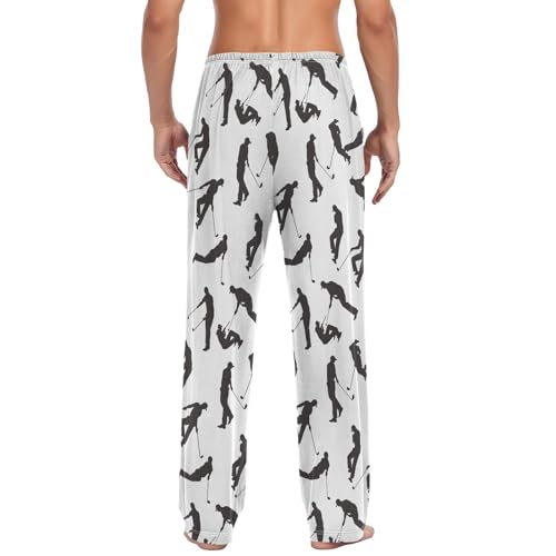 Men's Pajama Pants Baseball Players Sleep Bottoms Lounge Sleepwear with Pockets Drawstring3