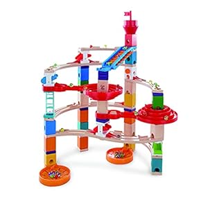 Hape Wooden Quadrilla Super Spirals Marble Run| STEM Building Blocks Toy for Kids