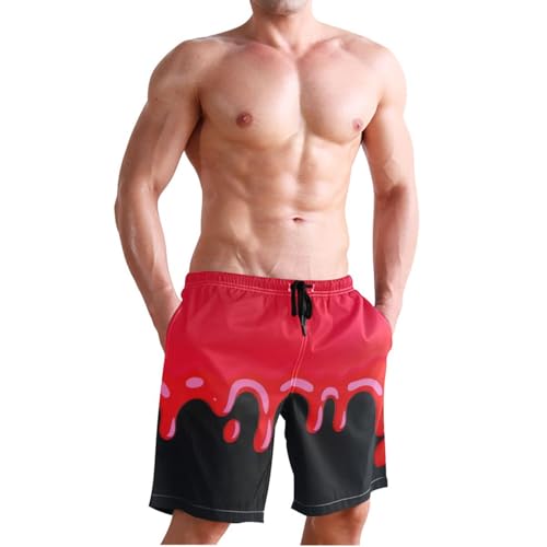 Fashion Street Graffiti Painting Red Black Shorts with Compression Elastic Board Shorts for Men 8”/ 9” Long XL Plus Size hot Spring in Holiday4