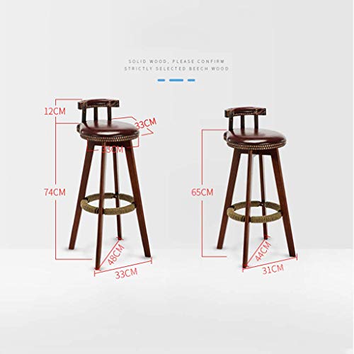 Tabourets à bar de cuisine pivotants avec chaise haute rembourrée 65cm