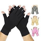 Vive Rheumatoid Arthritis Gloves - Men and Women Fingerless Compression Wrap for Hand Pain and Osteoarthritis - Black Hand Wrap for Arthritic Joint Symptom Relief - Open Finger Fit