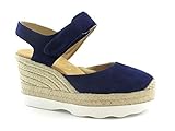 calanda broncos ladies  Unisa CALANDA Blue Saphir Schuhe Frau Sandale Keil Ferse Seil Wildleder 40