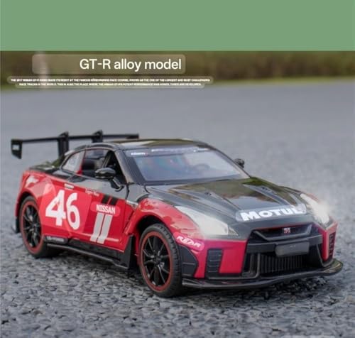 Image of 1:24 Scale Niss-aan Skyline Ares GTR R-35 Model Alloy Metal Pull Back Toy car for Kids with Openable Doors & Light, Music Toy Vehicle for Kids (Nissaan Skyline Ares GTR R-35 (Red))
