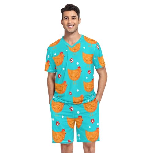 Pyjama poulet bleu sarcelle homme ample contre la chaleur