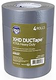 IPG XHD DUCTape, Extra Heavy Duty Duct Tape, 1.88' x 60 yd, Silver (4-Pack)
