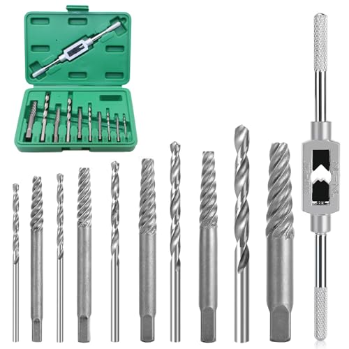 Lot de 11 extracteurs de vis, extracteur de vis gauche avec tourne-à-gauche, kit d'extracteur M3-M18 pour vis endommagées, extracteur de vis avec boîte de...