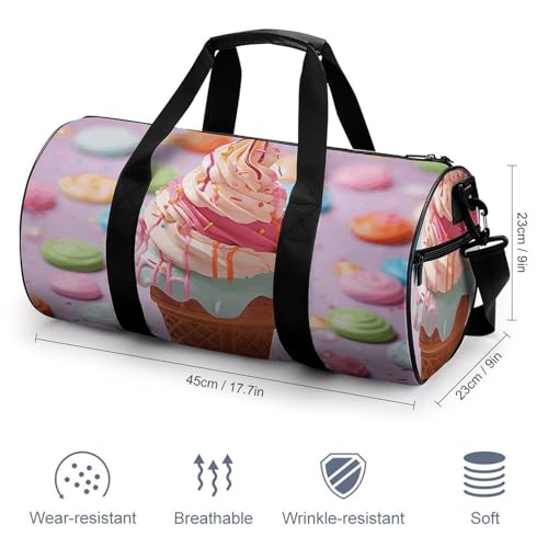Gym Bag for Men Women Many Colored Ice Cream Duffel Bag Overnight Bag with Compartment Gym Sackpac2