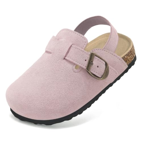 Image of Toddler Suede Clogs for Boys Girls Genuine Leather Adjustable Buckle Slides Potato Indoor Outdoor Slippers