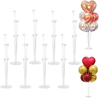 NEWLIUXI Table Balloon Stand Kit,8 Sets of Table Balloon Stick Holder,Balloon Pole and Stand Base Support Holder,for Birthday, Baby Shower, Wedding, Graduation, Party Decorations
