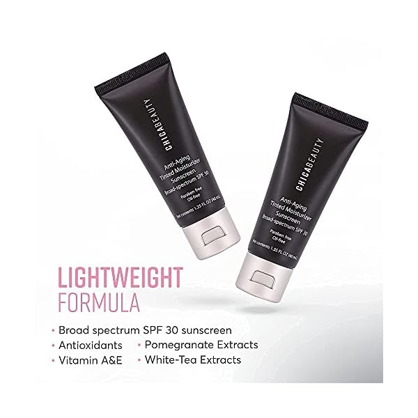 CHICA-BEAUTY-3-in-1-Tinted-Face-Moisturizer-with-Anti-Aging-Antioxidants-Vitamin-AE-SPF-30-Sunscreen-with-UVAUVB-Protection-Oil-Free-Vegan-Cruelty-Paraben-Free-All-Skin-Types-Medium-Shade CHICA BEAUTY 3 in 1 Tinted Face Moisturizer with Anti-Aging Antioxidants, Vitamin A&E, SPF 30 Sunscreen with UVA/UVB Protection - Oil Free, Vegan, Cruelty & Paraben Free, All Skin Types - Medium Shade